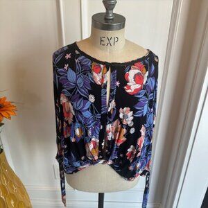 Free People NWOT Floral Knit Dolman Sleeve Top